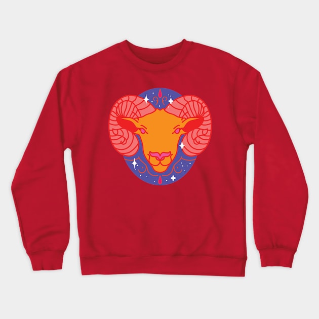 Aries Ram (Orange) Crewneck Sweatshirt by VenusAndMoon